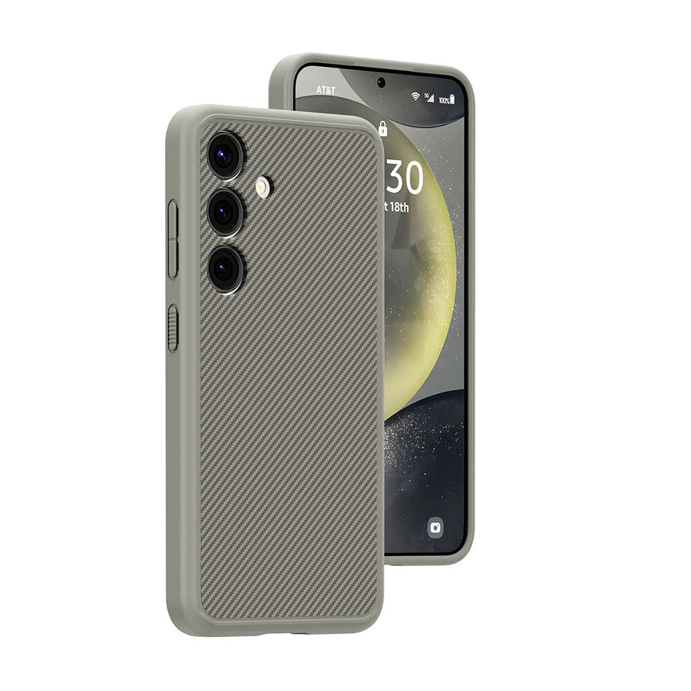 Galaxy S24 Kılıf M-safe Şarj Özellikli Karbon Fiber Görünümlü Zore T-Karbon Kapak Titanyum-Gri