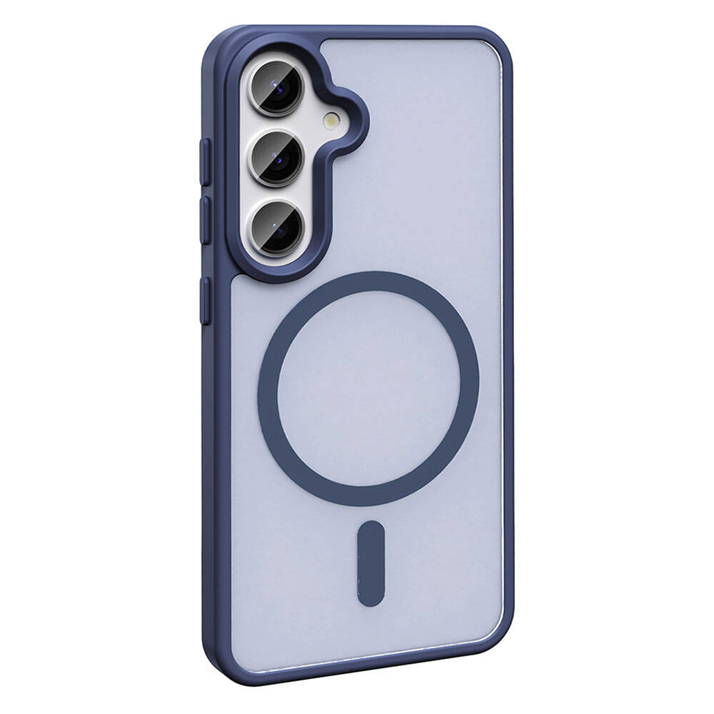 Galaxy S24 Kılıf M-safe Şarj Özellikli Mat Arka Yüzey Zore Sio Kapak Lacivert