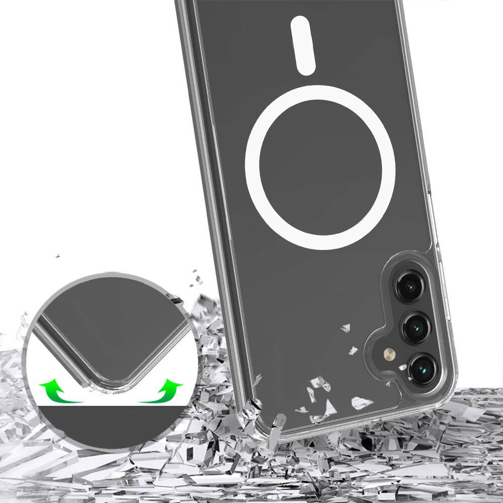 Galaxy S24 Kılıf M-safe Şarj Özellikli Şeffaf Sert PC Zore Embos Kapak Renksiz