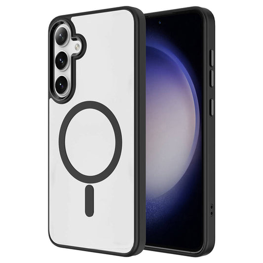 Galaxy S24 Kılıf M-safe Şarj Özellikli Zore Krom M-safe Silikon Kapak Sierra Mavi