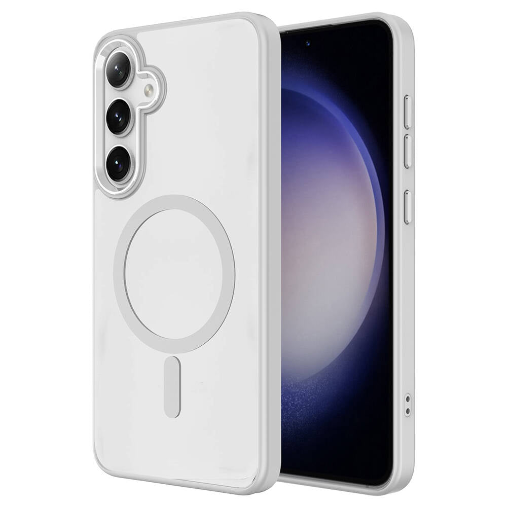 Galaxy S24 Kılıf M-safe Şarj Özellikli Zore Krom M-safe Silikon Kapak Lacivert