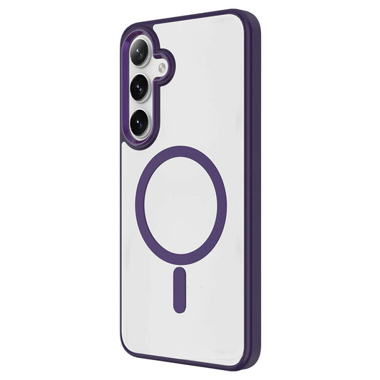 Galaxy S24 Kılıf M-safe Şarj Özellikli Zore Krom M-safe Silikon Kapak Derin Mor