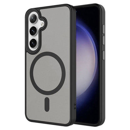 Galaxy S24 Kılıf Sert PC Arka Yüzey Wireless Şarj Özellikli Zore Flet M-safe Kapak Siyah