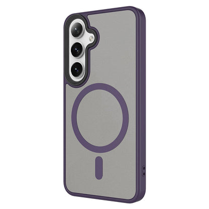 Galaxy S24 Kılıf Sert PC Arka Yüzey Wireless Şarj Özellikli Zore Flet M-safe Kapak Lacivert