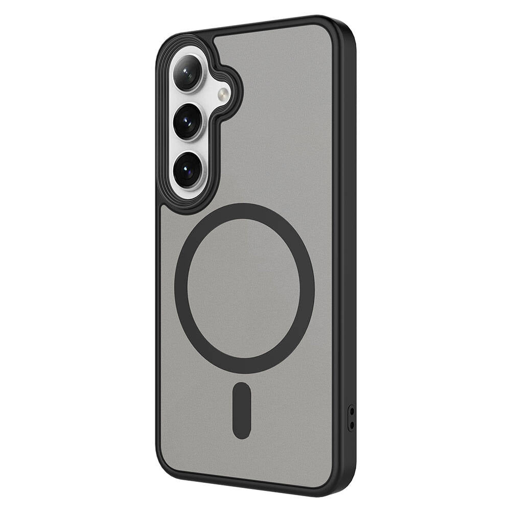 Galaxy S24 Kılıf Sert PC Arka Yüzey Wireless Şarj Özellikli Zore Flet M-safe Kapak Derin Mor