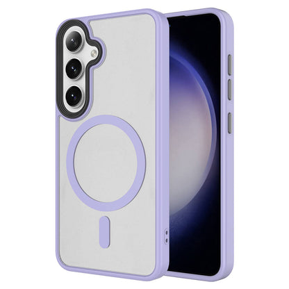 Galaxy S24 Kılıf Sert PC Arka Yüzey Wireless Şarj Özellikli Zore Flet M-safe Kapak Lila