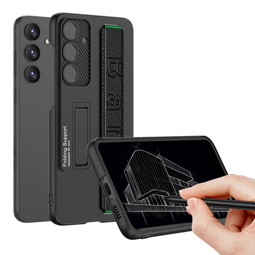 Galaxy S24 Kılıf Standlı El Tutacaklı Zore Band Kapak Koyu Yeşil