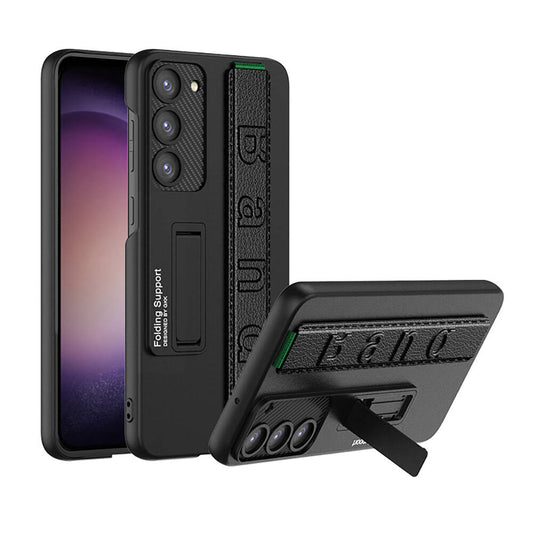 Galaxy S24 Kılıf Standlı El Tutacaklı Zore Band Kapak Siyah Karbon