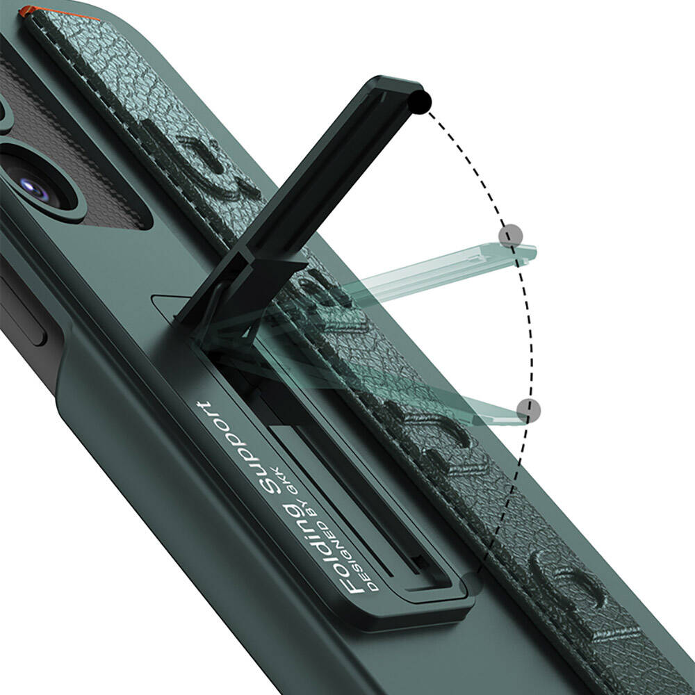 Galaxy S24 Kılıf Standlı El Tutacaklı Zore Band Kapak Koyu Yeşil