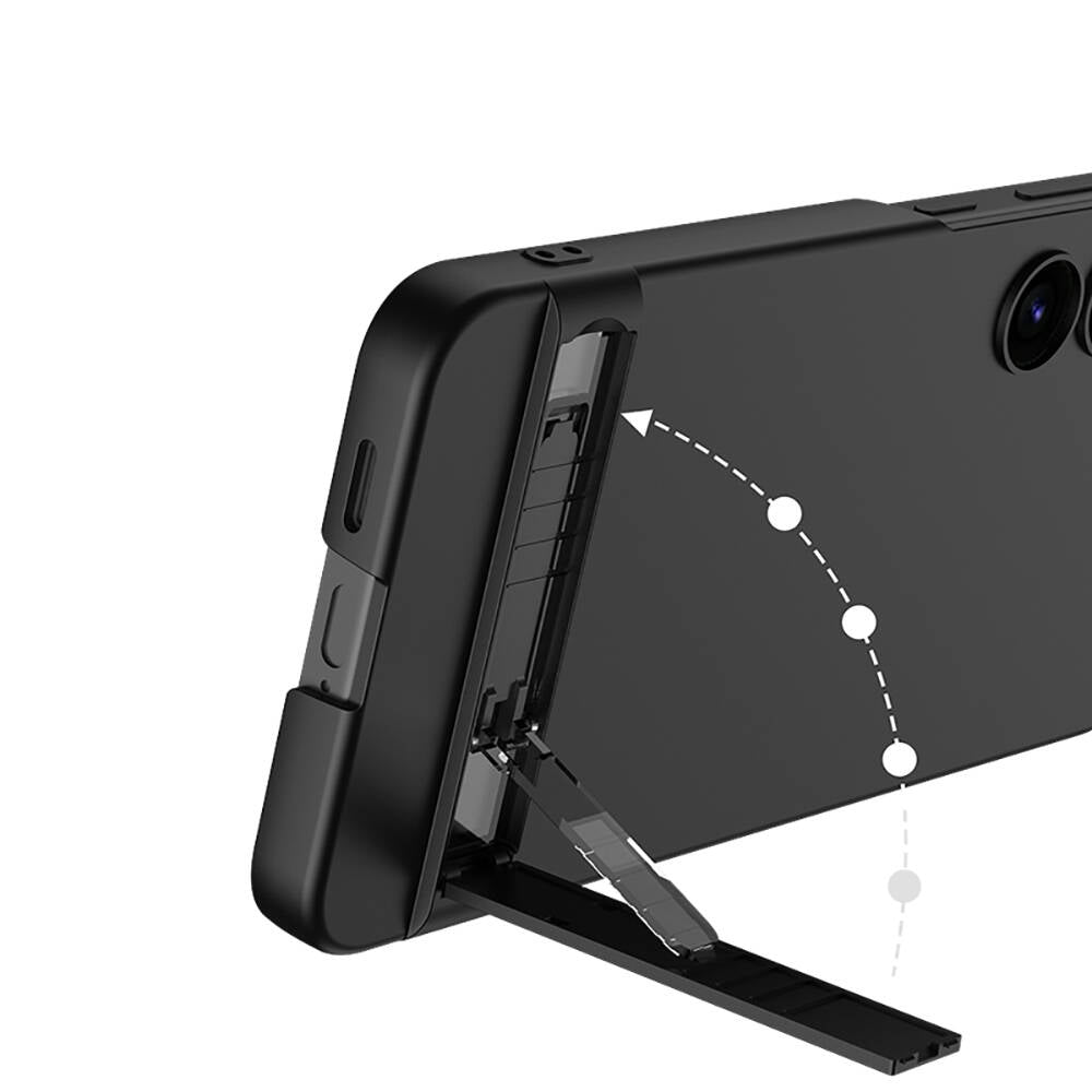 Galaxy S24 Kılıf Zore Kamera Korumalı Dikey Standlı Ays Kapak Gümüş