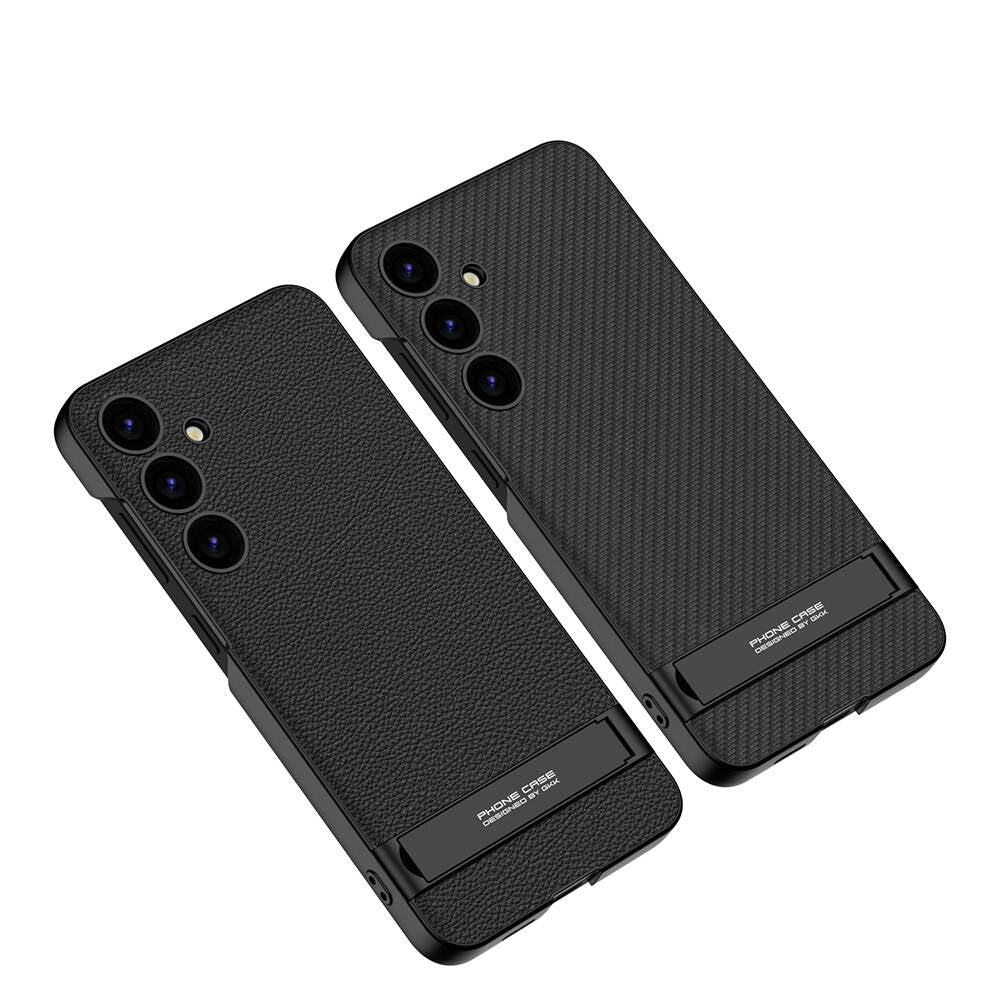 Galaxy S24 Kılıf Zore Kamera Korumalı Leather Dikey Standlı Ays Kapak Siyah