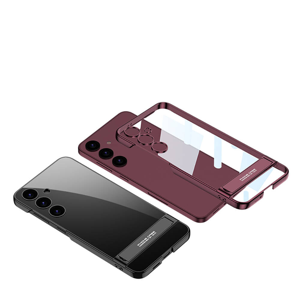 Galaxy S24 Kılıf Zore Kamera Korumalı Şeffaf Dikey Standlı Ays Kapak Siyah