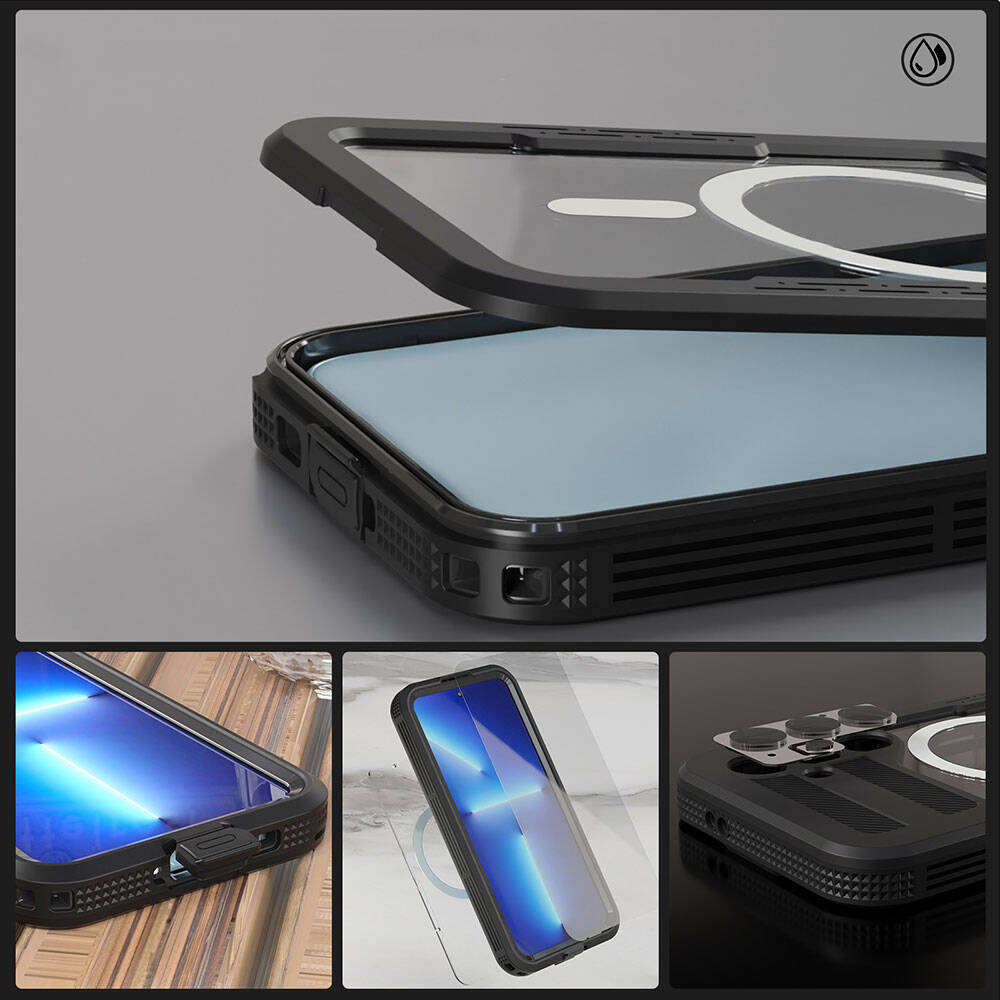 Galaxy S24 Plus M-safe Şarj Özellikli 1-1 Su Geçirmez Kılıf Siyah