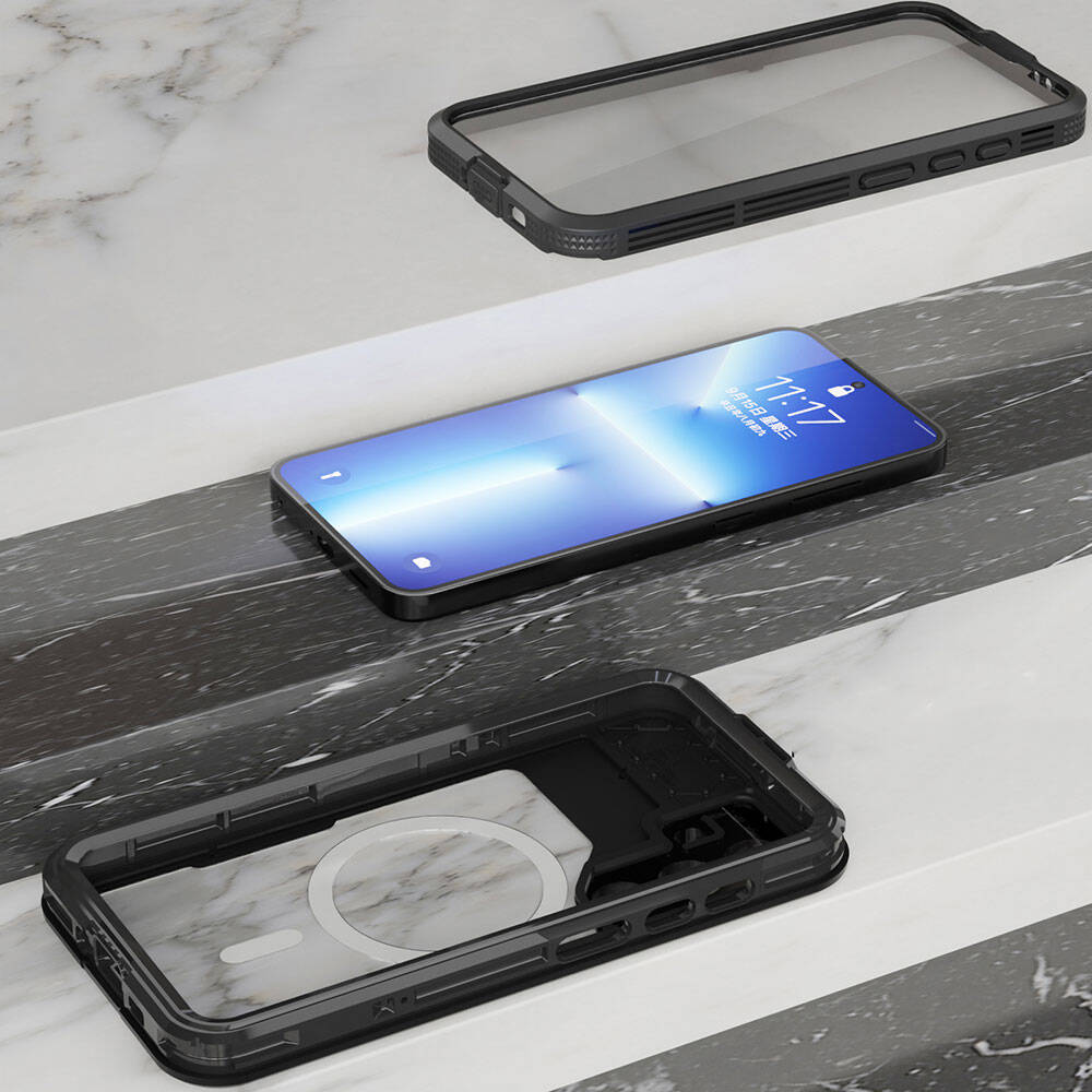 Galaxy S24 Plus M-safe Şarj Özellikli 1-1 Su Geçirmez Kılıf Siyah