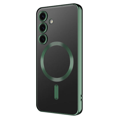 Galaxy S24 Plus Kılıf Kamera Korumalı M-safe Wireless Şarj Özellikli Zore Demre Kapak Koyu Yeşil