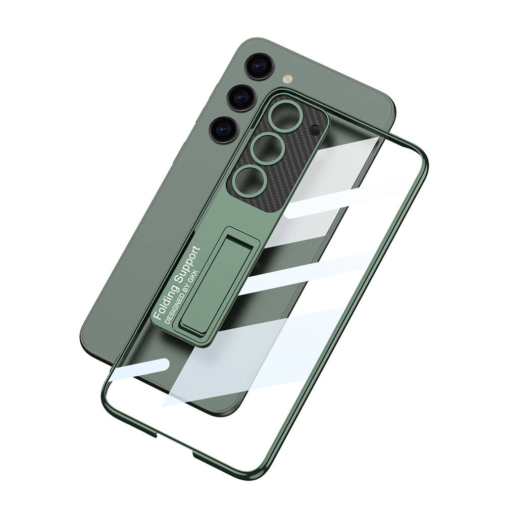 Galaxy S24 Plus Kılıf Kamera Korumalı Şeffaf Tasarımlı Zore Lego Standlı Kapak Mürdüm