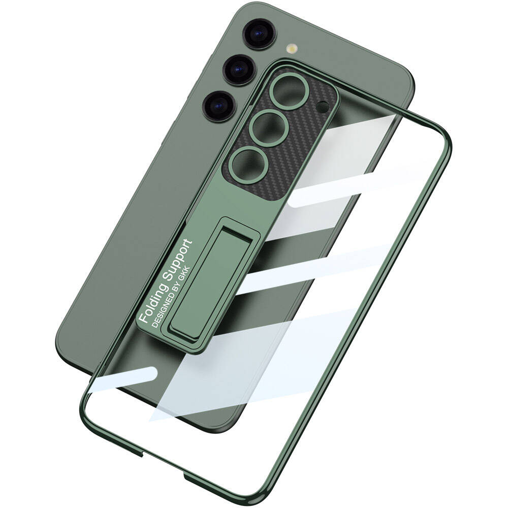 Galaxy S24 Plus Kılıf Kamera Korumalı Şeffaf Tasarımlı Zore Lego Standlı Kapak Yeşil