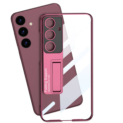 Galaxy S24 Plus Kılıf Kamera Korumalı Şeffaf Tasarımlı Zore Lego Standlı Kapak Mürdüm