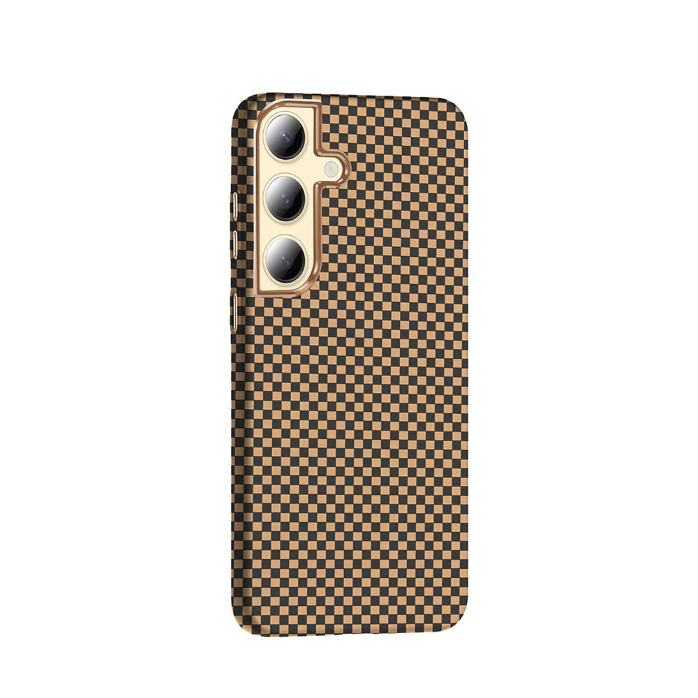 Galaxy S24 Plus Kılıf M-safe Şarj Özellikli Karbon Fiber Görünümlü Zore Gros Kapak Desert Titanyum