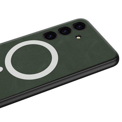 Galaxy S24 Plus Kılıf M-safe Şarj Özellikli Deri Tasarımlı Zore Kıpta Nubuk Kapak Gri