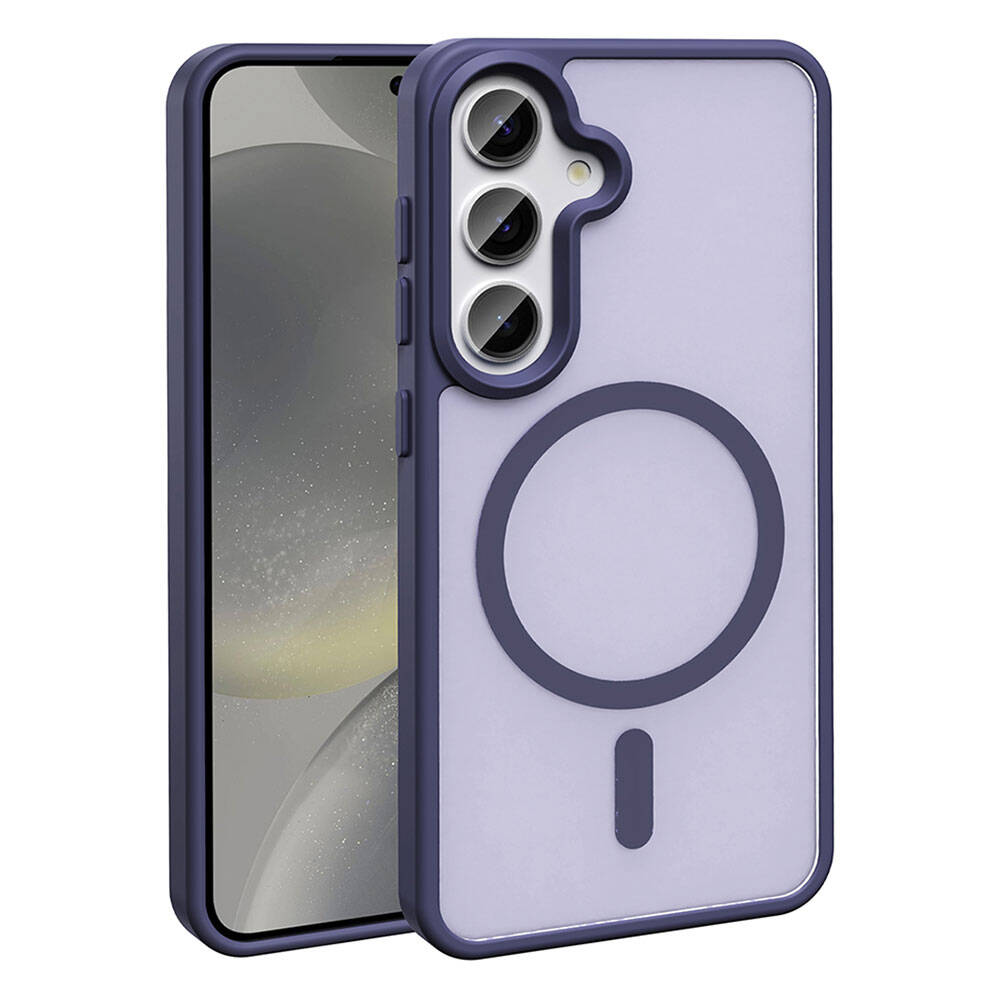 Galaxy S24 Plus Kılıf M-safe Şarj Özellikli Mat Arka Yüzey Zore Sio Kapak Koyu Mor