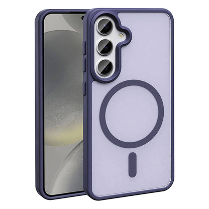 Galaxy S24 Plus Kılıf M-safe Şarj Özellikli Mat Arka Yüzey Zore Sio Kapak Koyu Mor