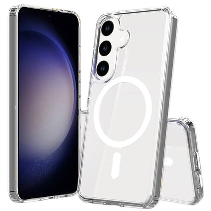 Galaxy S24 Plus Kılıf M-safe Şarj Özellikli Şeffaf Sert PC Zore Embos Kapak Renksiz