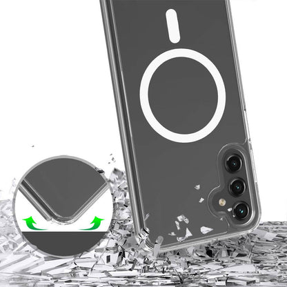 Galaxy S24 Plus Kılıf M-safe Şarj Özellikli Şeffaf Sert PC Zore Embos Kapak Renksiz