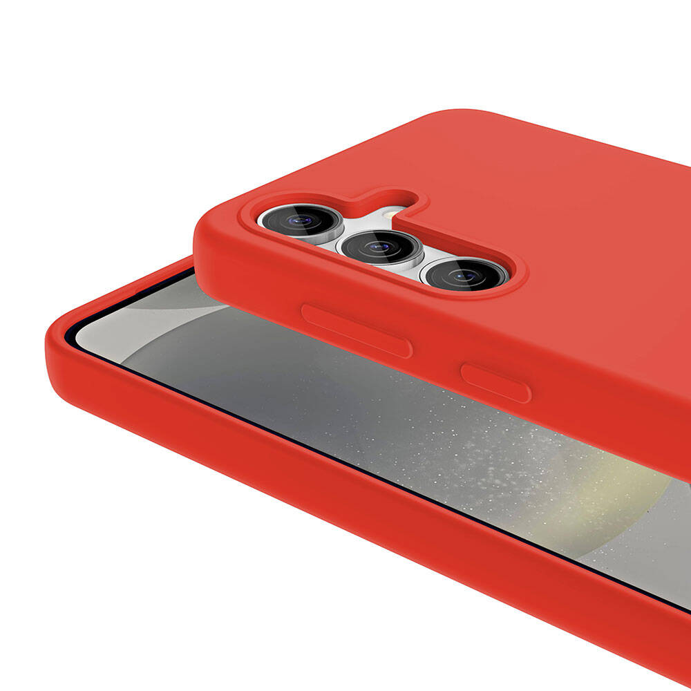 Galaxy S24 Plus Kılıf M-safe Şarj Özellikli Sıvı Teknolojili Silinebilir Sert Zore Kivi Kapak Kırmızı