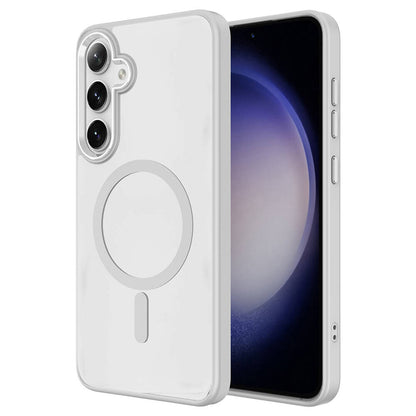 Galaxy S24 Plus Kılıf M-safe Şarj Özellikli Zore Krom M-safe Silikon Kapak Sierra Mavi