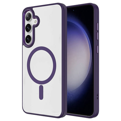 Galaxy S24 Plus Kılıf M-safe Şarj Özellikli Zore Krom M-safe Silikon Kapak Sierra Mavi