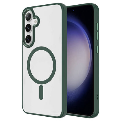 Galaxy S24 Plus Kılıf M-safe Şarj Özellikli Zore Krom M-safe Silikon Kapak Sierra Mavi