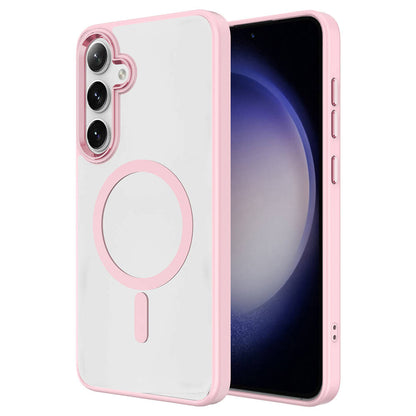 Galaxy S24 Plus Kılıf M-safe Şarj Özellikli Zore Krom M-safe Silikon Kapak Pembe