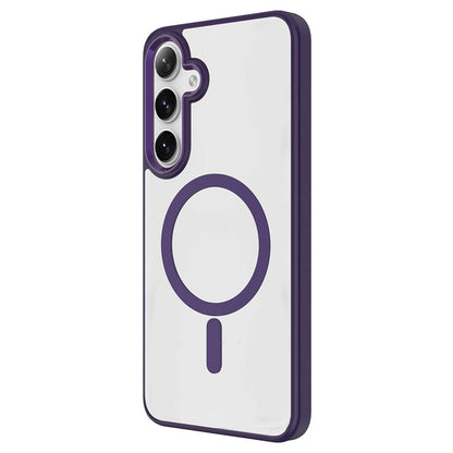 Galaxy S24 Plus Kılıf M-safe Şarj Özellikli Zore Krom M-safe Silikon Kapak Derin Mor