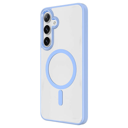 Galaxy S24 Plus Kılıf M-safe Şarj Özellikli Zore Krom M-safe Silikon Kapak Mavi