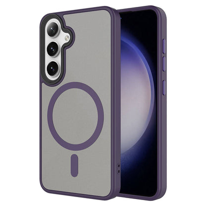 Galaxy S24 Plus Kılıf Sert PC Arka Yüzey Wireless Şarj Özellikli Zore Flet M-safe Kapak Derin Mor