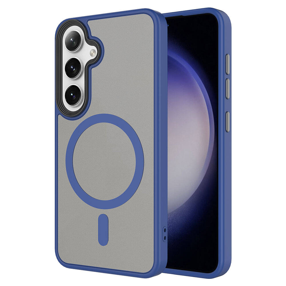 Galaxy S24 Plus Kılıf Sert PC Arka Yüzey Wireless Şarj Özellikli Zore Flet M-safe Kapak Siyah