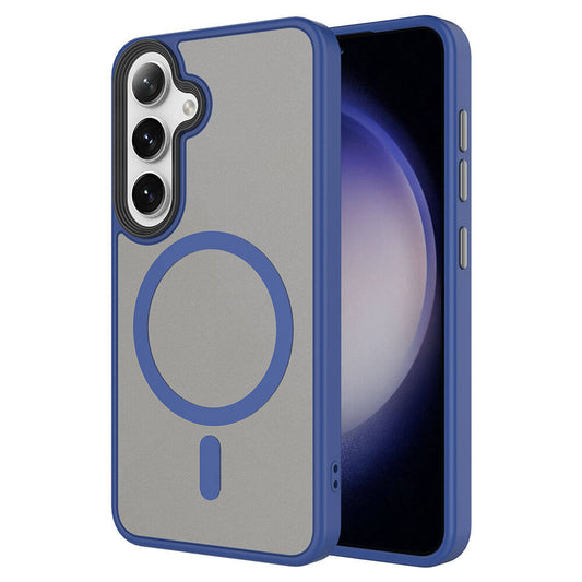 Galaxy S24 Plus Kılıf Sert PC Arka Yüzey Wireless Şarj Özellikli Zore Flet M-safe Kapak Derin Mor