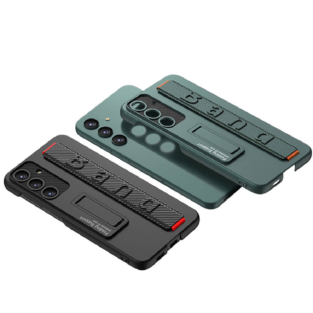 Galaxy S24 Plus Kılıf Standlı El Tutacaklı Zore Band Kapak Siyah Karbon