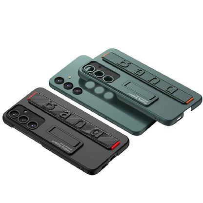 Galaxy S24 Plus Kılıf Standlı El Tutacaklı Zore Band Kapak Siyah Karbon