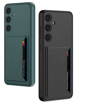 Galaxy S24 Plus Suni Deri Arka Yüzey Zore Kartlıklı Kıpta Silikon Kapak Mürdüm