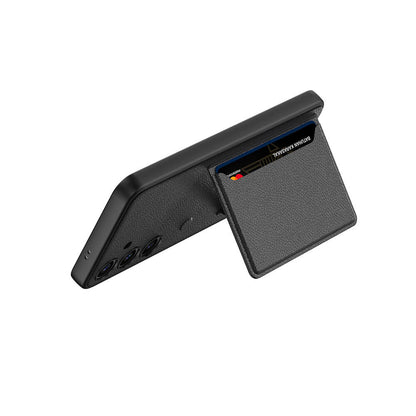 Galaxy S24 Suni Deri Arka Yüzey Zore Kartlıklı Kıpta Silikon Kapak Yeşil