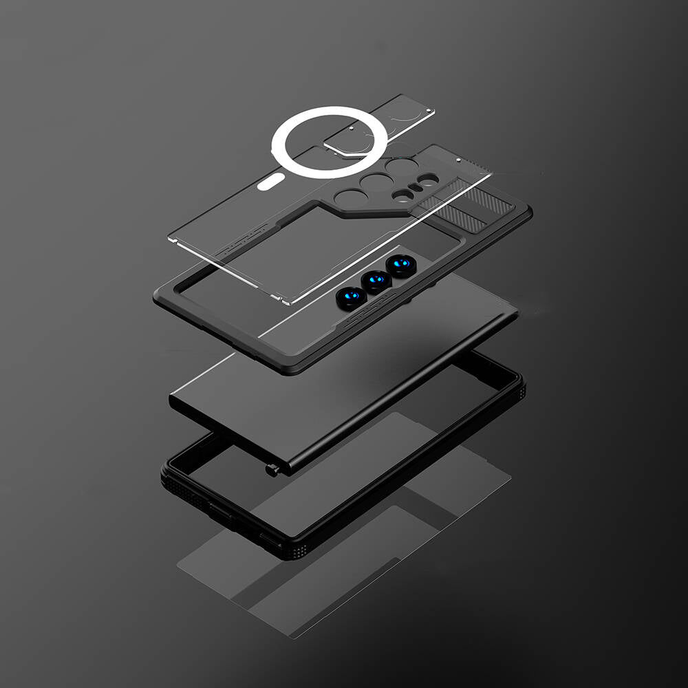 Galaxy S24 Ultra Kılıf M-safe Şarj Özellikli 1-1 Su Geçirmez Kılıf Siyah