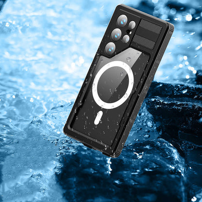 Galaxy S24 Ultra Kılıf M-safe Şarj Özellikli 1-1 Su Geçirmez Kılıf Siyah