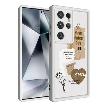 Galaxy S24 Ultra Kılıf Kamera Korumalı Baskılı Arka Yüzey Zore Klas Kapak Açık Kahve