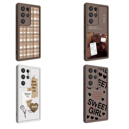 Galaxy S24 Ultra Kılıf Kamera Korumalı Baskılı Arka Yüzey Zore Klas Kapak Koyu Kahve