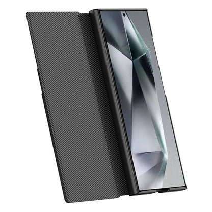 Galaxy S24 Ultra Kılıf Kamera Korumalı Karbon Tasarım Zore Droga Standlı Kartlıklı Kapaklı Kılıf Siyah Karbon