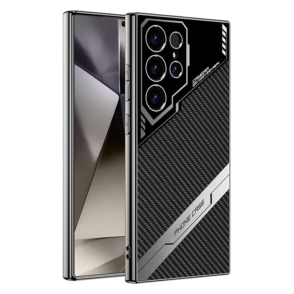 Galaxy S24 Ultra Kılıf Kamera Korumalı Karbon Tasarım Zore Yeni Seri Procase Kapak Siyah Karbon