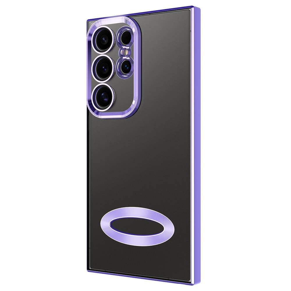 Galaxy S24 Ultra Kılıf Kamera Korumalı Logo Gösteren Zore Omega Kapak Lila