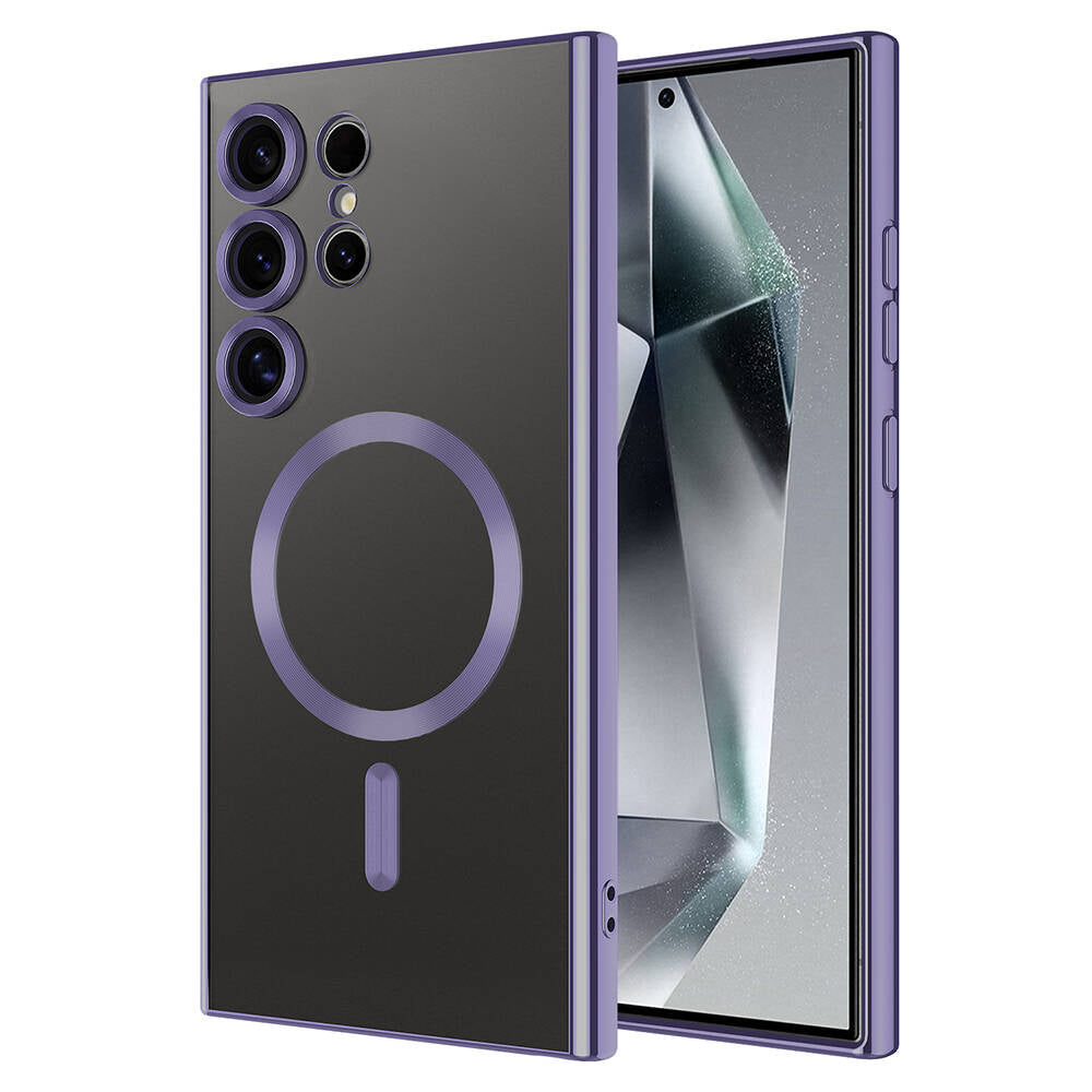 Galaxy S24 Ultra Kılıf Kamera Korumalı M-safe Wireless Şarj Özellikli Zore Demre Kapak Koyu Yeşil